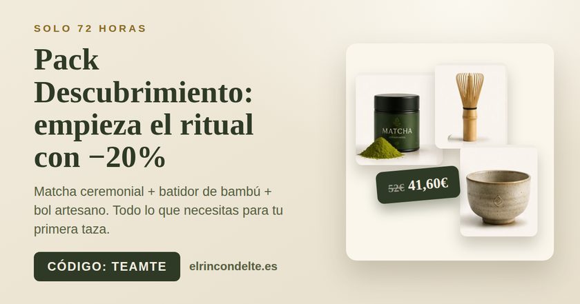 Ejemplo de publicación de oferta en Facebook: pack descubrimiento de té con descuento y código