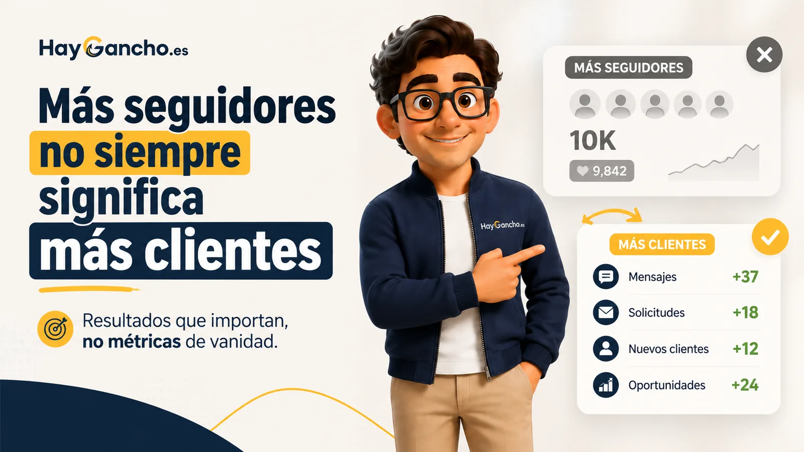 Ganchi comparando más seguidores frente a más clientes