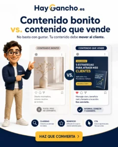 Ganchi comparando contenido bonito frente a contenido que vende