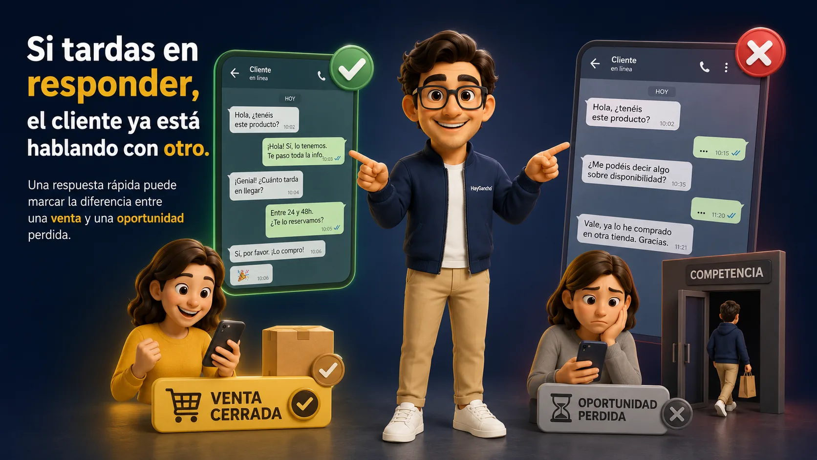 Si tardas en responder, el cliente ya está hablando con otro.